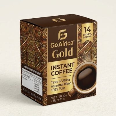 Go Africa® Gold Instant Coffee Sachets (14-Count Carton) – 100% Pure & 3-in-1 Blends